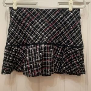 First Crush Size 5 Black Pink White Ruffled Zipper Back Mini Skirt 100% Acrylic